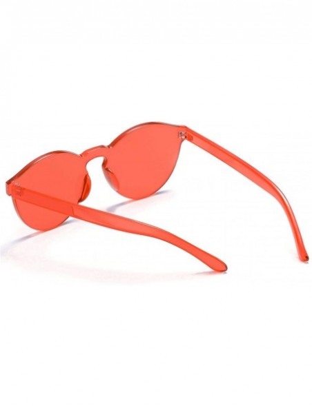 Round One Piece Rimless Sunglasses Transparent Candy Color Tinted Eyewear - Coral - CS18SMZYOQ3 $9.89