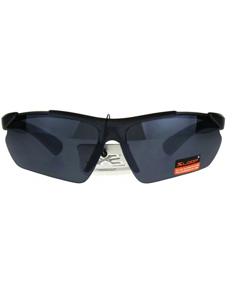 Sport Xloop Sports Sunglasses Mens Half Rim Wrap Around Shades UV 400 - Black - CN18CZIC7G9 $14.44