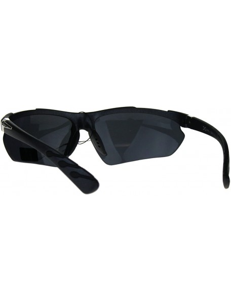 Sport Xloop Sports Sunglasses Mens Half Rim Wrap Around Shades UV 400 - Black - CN18CZIC7G9 $14.44