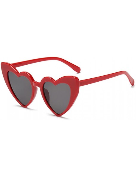 Oversized Love Heart Shaped Sunglasses for Women - Vintage Cat Eye Mod Style Retro Glasses - Red - C8189AKTGEL $17.70