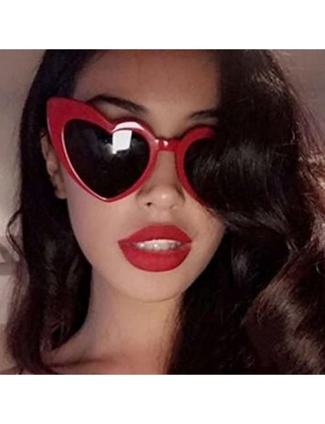 Oversized Love Heart Shaped Sunglasses for Women - Vintage Cat Eye Mod Style Retro Glasses - Red - C8189AKTGEL $11.88