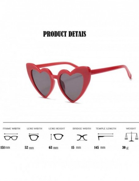 Oversized Love Heart Shaped Sunglasses for Women - Vintage Cat Eye Mod Style Retro Glasses - Red - C8189AKTGEL $11.88