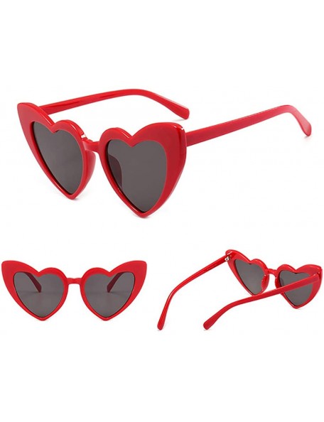Oversized Love Heart Shaped Sunglasses for Women - Vintage Cat Eye Mod Style Retro Glasses - Red - C8189AKTGEL $11.88