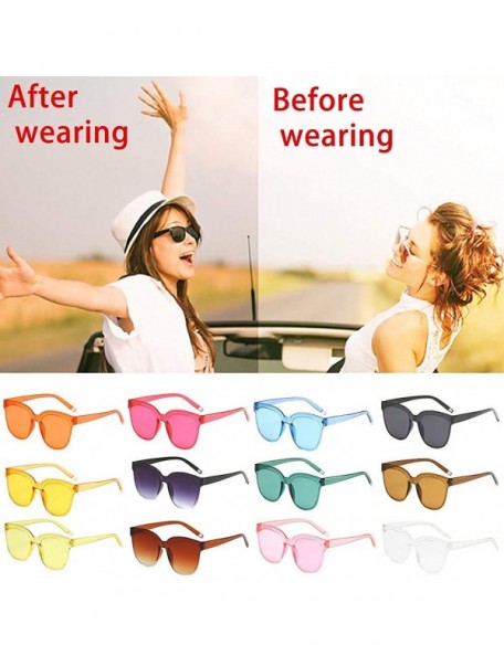 Square Classic Women Square Sunglasses for 100% UV Protection Flat Lens Fashion Shades Transparent Candy Color Eyewear - C719...