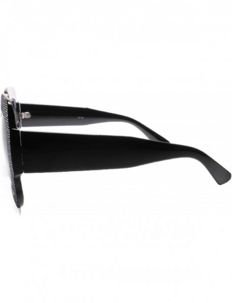 Oversized Womens Vintage Retro Fashion Stylish Large Oversized Square Sunglasses - Black - CF18U3OMH87 $13.60