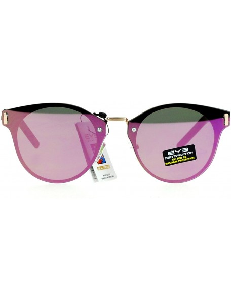 Wayfarer Rimless Futuristic Half Horn Rim Hipster Sunglasses - Pink Revo - C712CJL0ULD $12.83