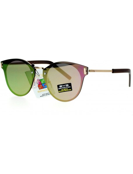 Wayfarer Rimless Futuristic Half Horn Rim Hipster Sunglasses - Pink Revo - C712CJL0ULD $12.83