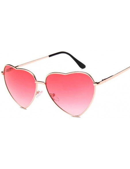 Aviator Heart Mirror Sunglasses Women Brand Designer Cat Eye Sun Glasses Double Brown - Pink Yellow - C818Y6T2GZA $9.57