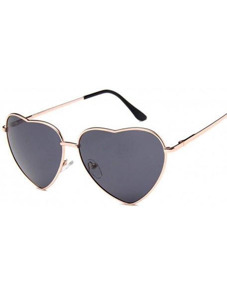 Aviator Heart Mirror Sunglasses Women Brand Designer Cat Eye Sun Glasses Double Brown - Pink Yellow - C818Y6T2GZA $9.57