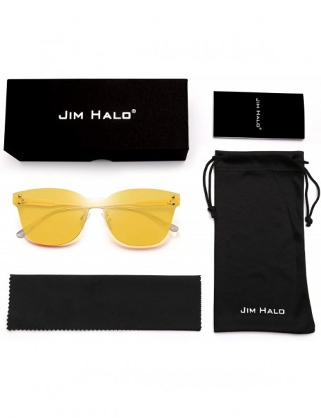 Oversized One Piece Rimless Sunglasses Women Transparent Candy Color Tinted Lens - Yellow - CT18QS9HT9Y $21.54