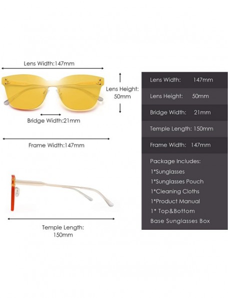 Oversized One Piece Rimless Sunglasses Women Transparent Candy Color Tinted Lens - Yellow - CT18QS9HT9Y $21.54