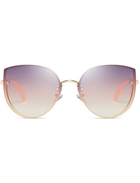 Semi-rimless Vintage Round Sunglasses for Women Classic Retro Polarized Oversized Vintage Shades Metal Frames Eyewear - B - C...