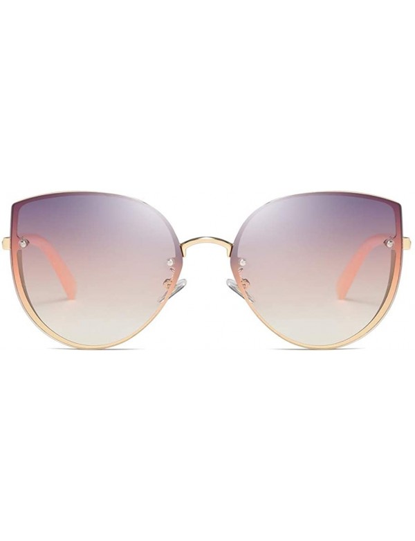 Semi-rimless Vintage Round Sunglasses for Women Classic Retro Polarized Oversized Vintage Shades Metal Frames Eyewear - B - C...