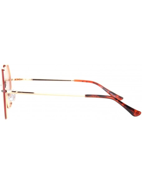 Rimless Womens 90s Rimless Octagon Designer Metal Rim Sunglasses - Rose Gold Pink Mirror - C318OE5O9AY $15.07