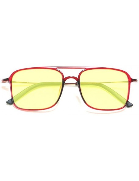 Square Classic Fashion Full Rim Square Unisex Blue Light Blocking Glasses - Red - CV18H37S3LI $15.21