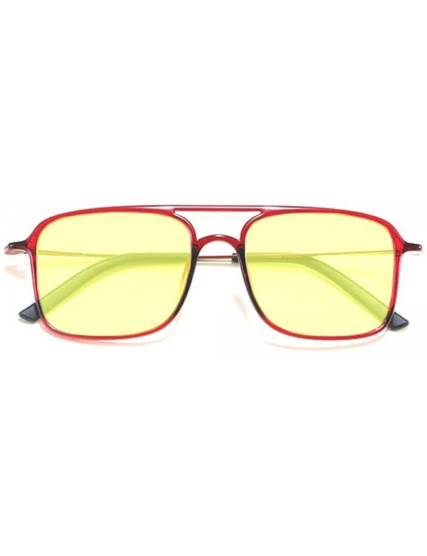 Square Classic Fashion Full Rim Square Unisex Blue Light Blocking Glasses - Red - CV18H37S3LI $15.21