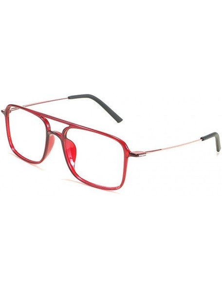 Square Classic Fashion Full Rim Square Unisex Blue Light Blocking Glasses - Red - CV18H37S3LI $15.21