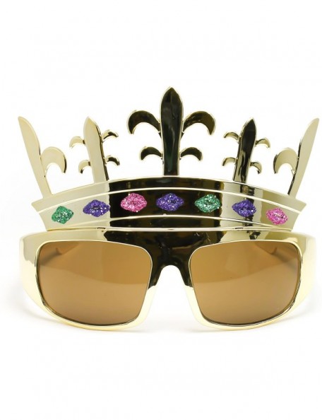 Goggle Fancy Bling Diamond Chrome Crown Shaped Sunglasses - Gold - CZ1190QRO15 $9.73