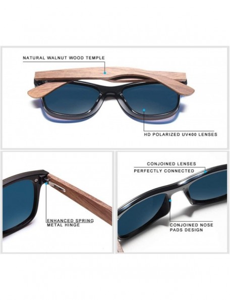 Round Mens Sunglasses Polarized Walnut Wood Mirror Lens Sun Glasses Women Colorful Handmade - Blue Walnut Wood - C0194OUKEHW ...