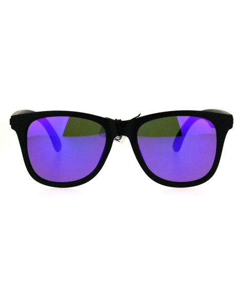 Square KUSH Sunglasses Unisex Classic Square Textured Black Frame Mirror Lens UV 400 - Black - CF186QIA4N0 $21.55
