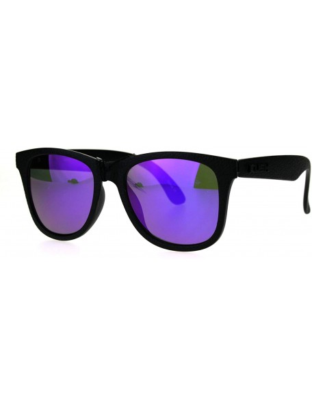 Square KUSH Sunglasses Unisex Classic Square Textured Black Frame Mirror Lens UV 400 - Black - CF186QIA4N0 $8.78