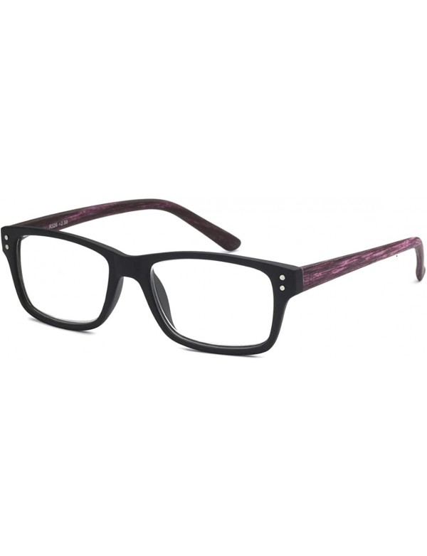 Rimless VINTAGE Bamboo Pattern Rectangle Reading Glasses Men Women Readers - Black/Purple - CO12O5R3PL7 $9.23