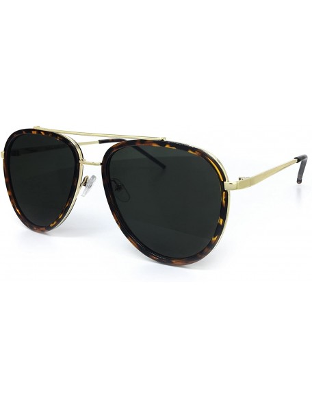 Aviator 66449-1 Premium Aviator Retro Womens Mens Sunglasses - Brown/ Gold Frame - CT18OQ92I5E $11.08