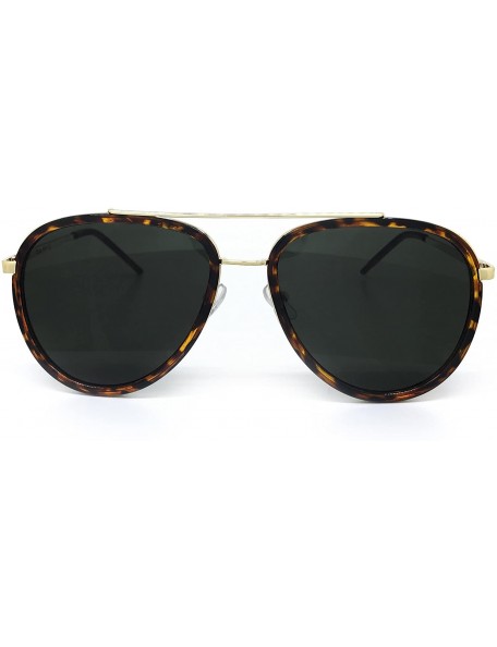 Aviator 66449-1 Premium Aviator Retro Womens Mens Sunglasses - Brown/ Gold Frame - CT18OQ92I5E $11.08