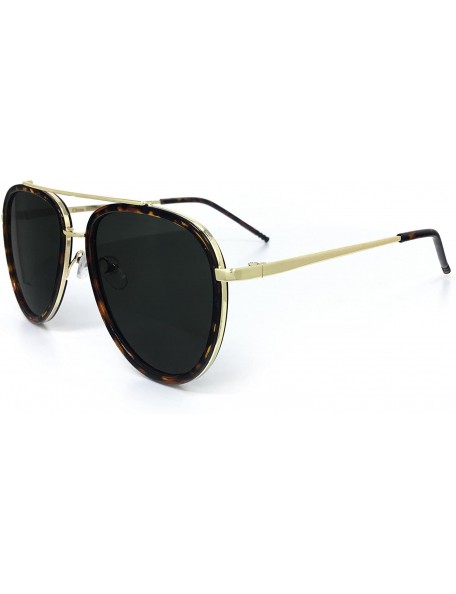 Aviator 66449-1 Premium Aviator Retro Womens Mens Sunglasses - Brown/ Gold Frame - CT18OQ92I5E $11.08