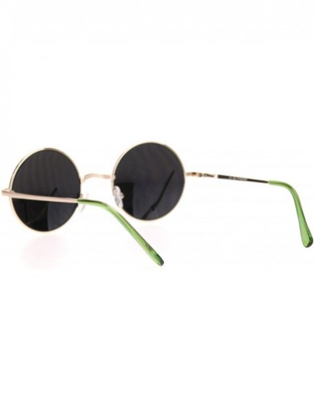 Round Mens Hippie Reflective Color Mirror Round Circle Lens Sunglasses - Gold Teal Mirror - CE18Q3D73DR $10.14