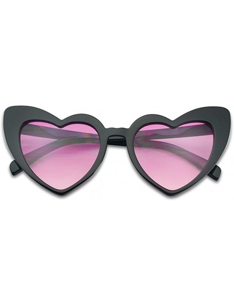 Oversized Oversized High Tip Pointed Heart Shaped Colorful Love Sunglasses - Black Frame - Purple - CW180KZHQ4O $21.79