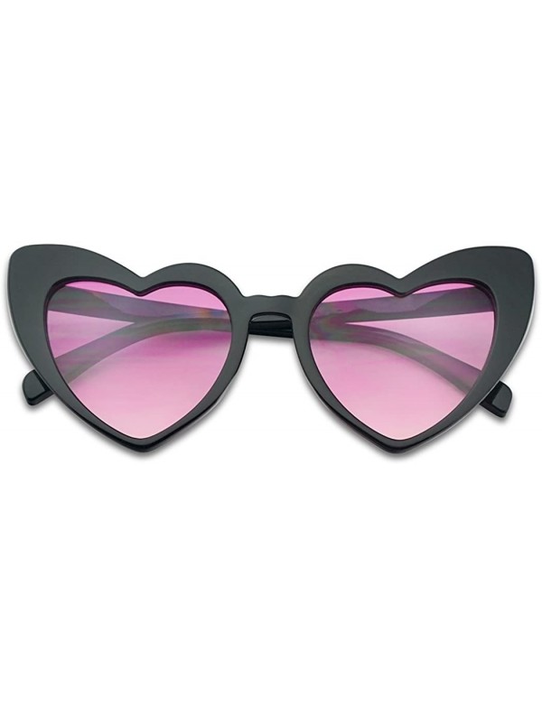 Oversized Oversized High Tip Pointed Heart Shaped Colorful Love Sunglasses - Black Frame - Purple - CW180KZHQ4O $9.60