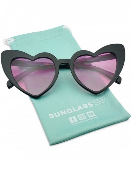Oversized Oversized High Tip Pointed Heart Shaped Colorful Love Sunglasses - Black Frame - Purple - CW180KZHQ4O $9.60