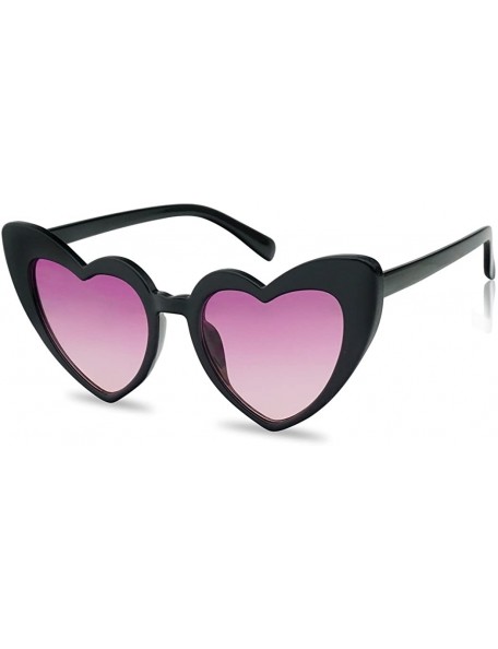 Oversized Oversized High Tip Pointed Heart Shaped Colorful Love Sunglasses - Black Frame - Purple - CW180KZHQ4O $9.60
