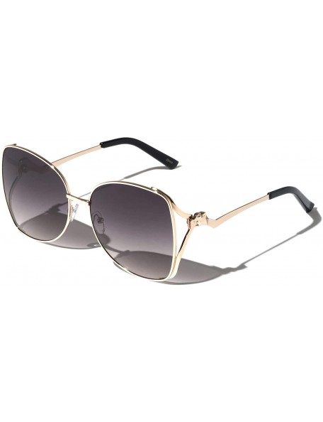 Butterfly Thin Frame Butterfly Feline Temple Sunglasses - Brown Gold - CN1973IT33X $13.70