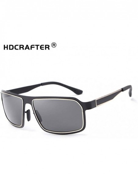 Semi-rimless Fashion Retro Biker Fishing Polarized Sunglasses for Men 8742 - Black - C118ZUOQCHY $16.71