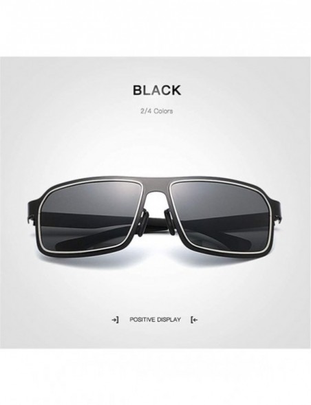 Semi-rimless Fashion Retro Biker Fishing Polarized Sunglasses for Men 8742 - Black - C118ZUOQCHY $16.71