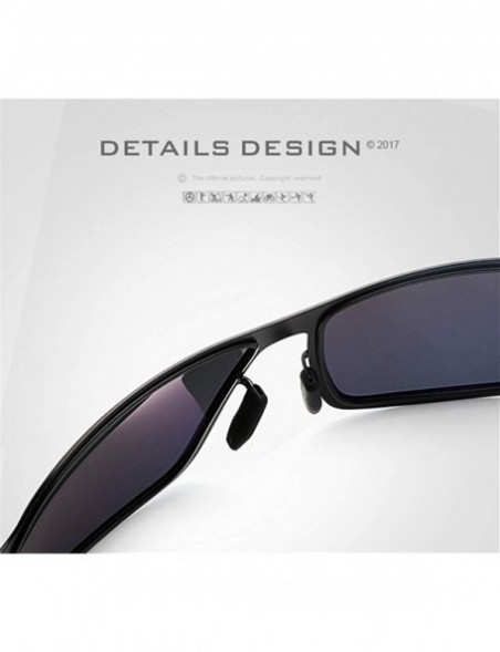 Semi-rimless Fashion Retro Biker Fishing Polarized Sunglasses for Men 8742 - Black - C118ZUOQCHY $16.71