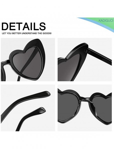 Goggle Heart-Shaped Sunglasses Women Vintage Black Pink Red Heart Shape Sun Glasses - Black + White Frame - CA18T856DZT $9.96