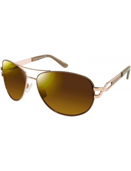 Aviator Women's R506 Metal Aviator Sunglasses with Vented Temple & 100% UV Protection - 65 mm - Rose Gold & Nude - CE180SXT0O...