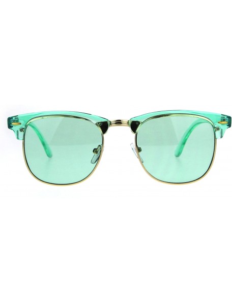 Rectangular Pop Color Half Horn Rim Hipster 20s Rectangular Sunglasses - Green - C6180GIAE5G $15.41