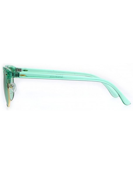 Rectangular Pop Color Half Horn Rim Hipster 20s Rectangular Sunglasses - Green - C6180GIAE5G $15.41