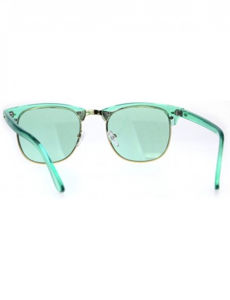 Rectangular Pop Color Half Horn Rim Hipster 20s Rectangular Sunglasses - Green - C6180GIAE5G $15.41