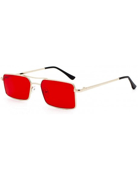 Aviator Small Square Sunglasses Men Retro Grey Eyewear Vintage Glasses Metal Fashion Shades UV400 O217 - C2 Gold-red - C5198Z...