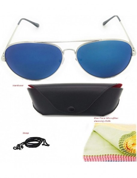 Aviator Oversized Classic Aviator Shaped Sunglasses0 UV Lightweight Style for Men Women - Blue Mirror - CQ18TACIGEC $19.82