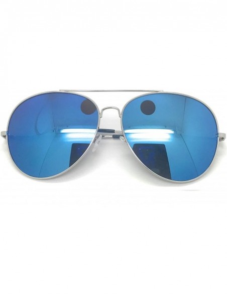 Aviator Oversized Classic Aviator Shaped Sunglasses0 UV Lightweight Style for Men Women - Blue Mirror - CQ18TACIGEC $19.82