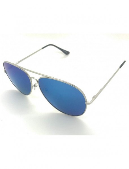 Aviator Oversized Classic Aviator Shaped Sunglasses0 UV Lightweight Style for Men Women - Blue Mirror - CQ18TACIGEC $19.82