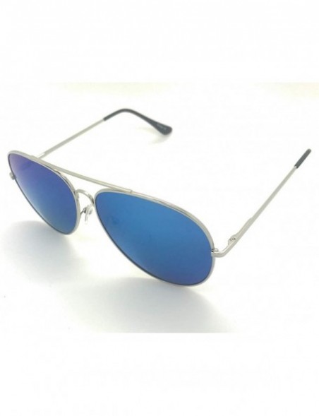 Aviator Oversized Classic Aviator Shaped Sunglasses0 UV Lightweight Style for Men Women - Blue Mirror - CQ18TACIGEC $19.82