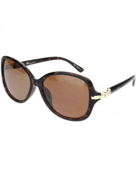 Oversized Womens Rhinestone Hinge Diva Butterfly Designer Sunglasses - Tortoise Solid Brown - C618OC8SKTU $9.34