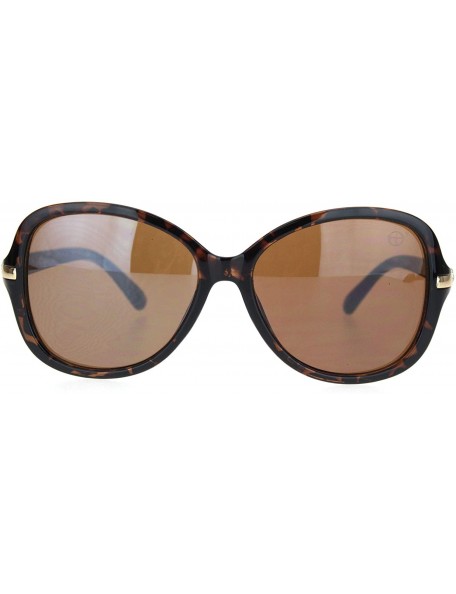 Oversized Womens Rhinestone Hinge Diva Butterfly Designer Sunglasses - Tortoise Solid Brown - C618OC8SKTU $9.34